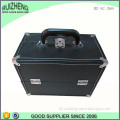 All black leather travel vanity case cosmetic train case